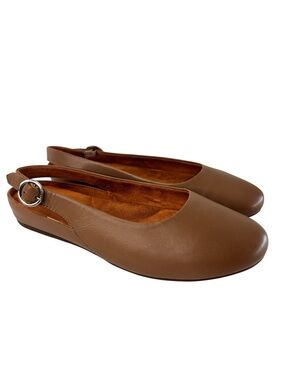 SoftWalk Sandy Slingback Flats Mules Tan Leather Size 7.5WW Womens Comfort Shoe